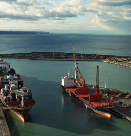 Cargo ship with shipping containers
