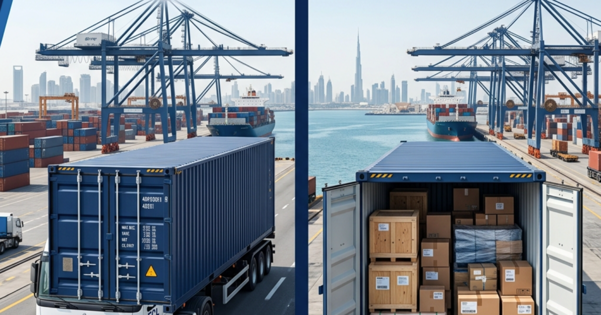 FCL vs LCL shipping in Dubai comparison at Jebel Ali Port