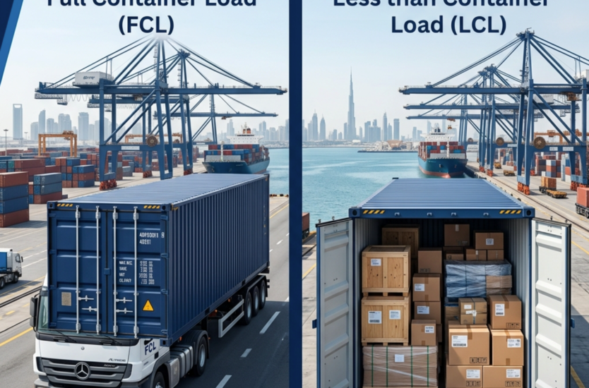 FCL vs LCL shipping in Dubai comparison at Jebel Ali Port