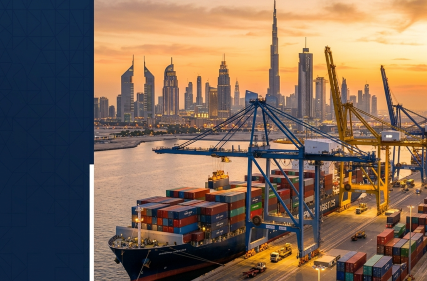 freight forwarder in Dubai loading containers at Jebel Ali Port