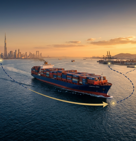 shipping from Dubai to India cargo vessel on Arabian Sea trade route