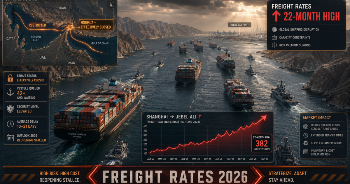 Strait of Hormuz freight rates 2026 — UAE shipping cost update and Jebel Ali container rates