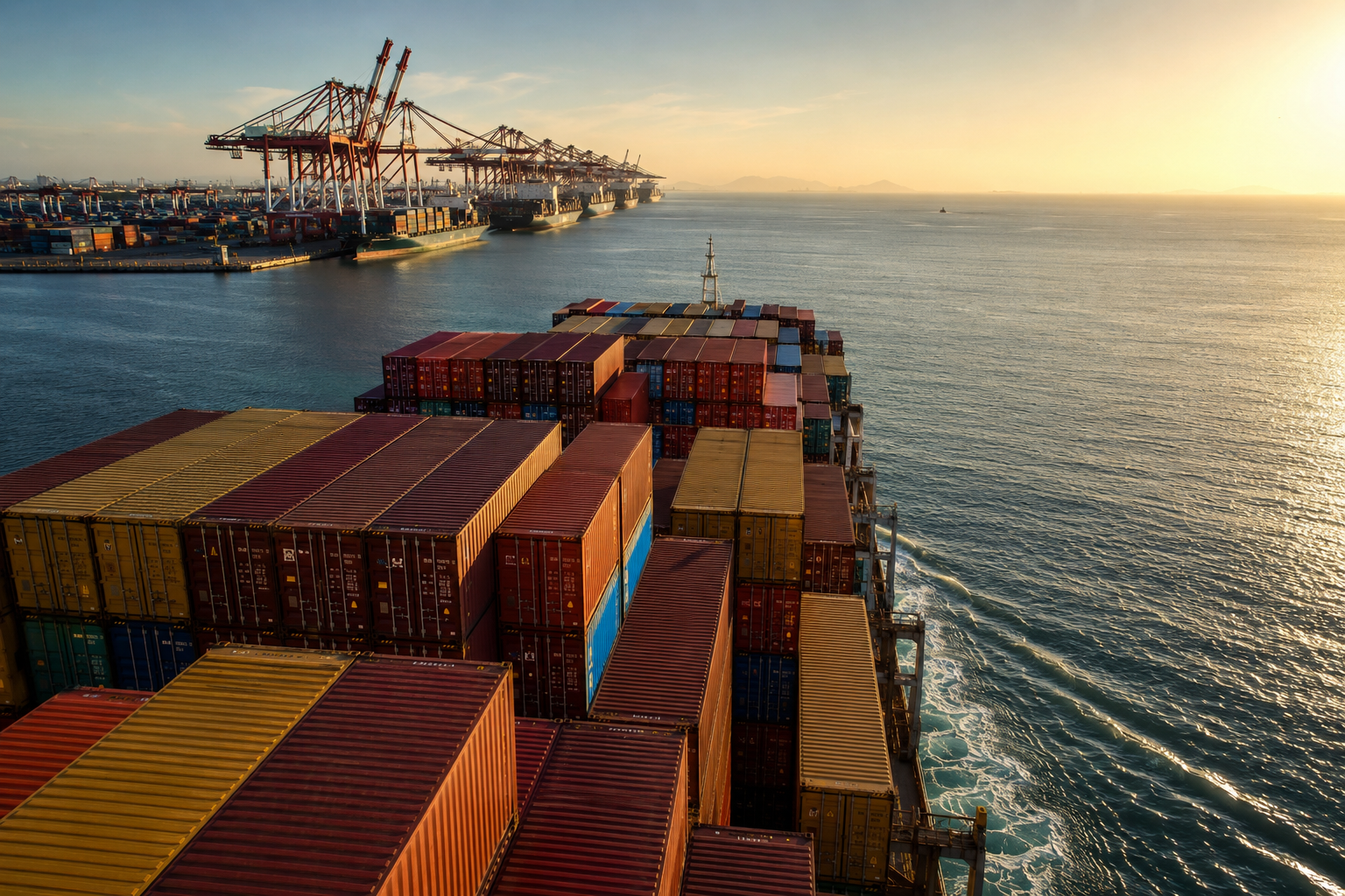 Shipping from China to UAE - container ship departing a Chinese port bound for Jebel Ali