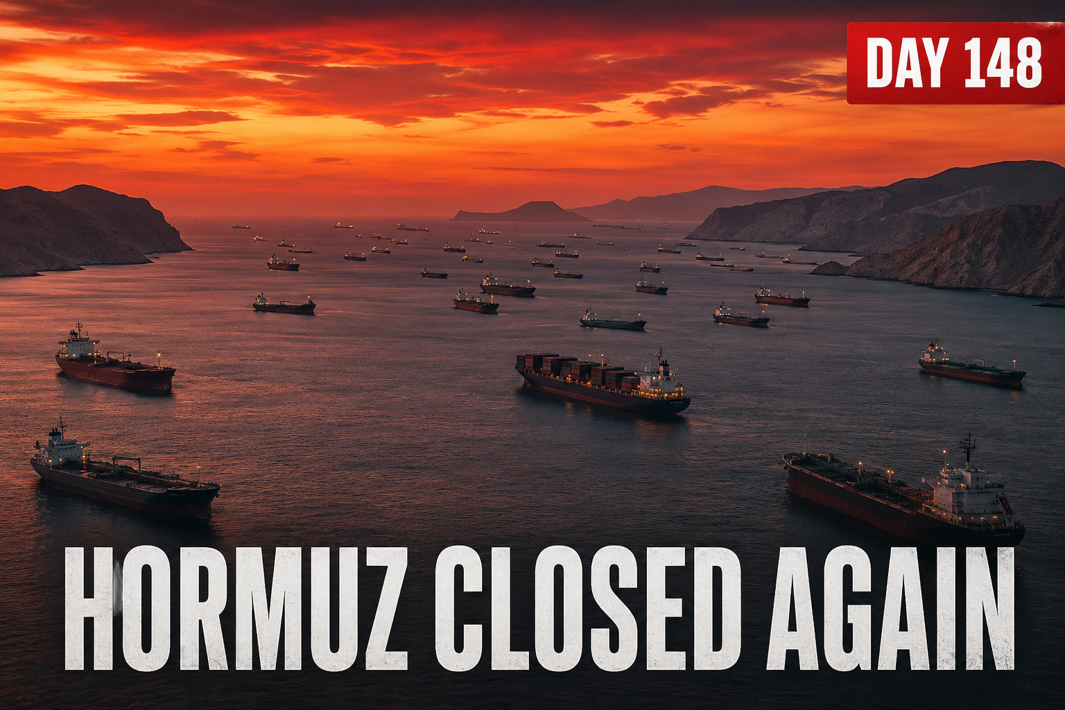Strait of Hormuz closed again 2026 - ships waiting as UAE freight rates surge