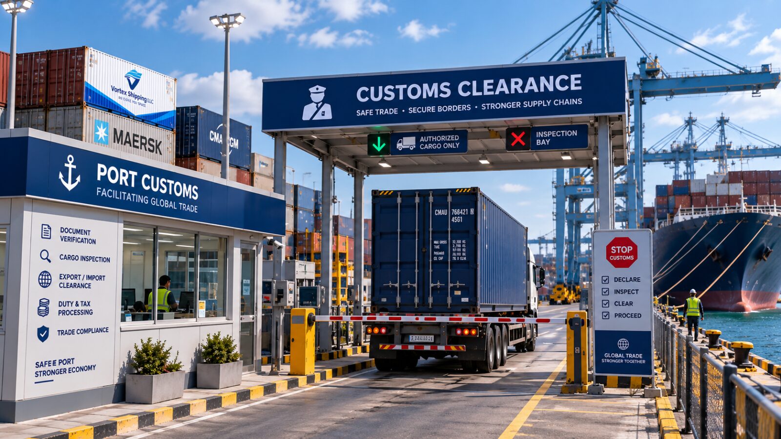 Customs clearance documentation being processed at Jebel Ali Port Dubai