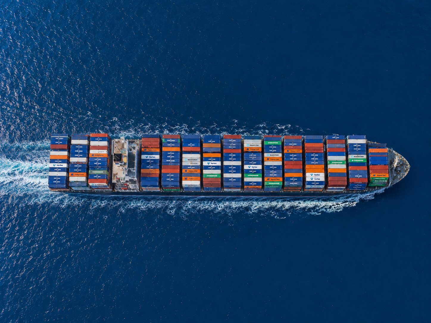 Container ship carrying commercial cargo