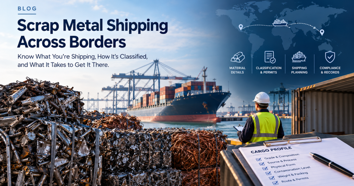 Illustrated scrap metal shipping guide for international trade planning.